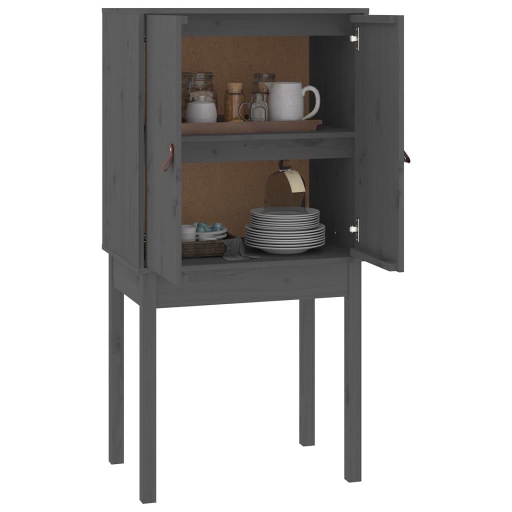 VidaXL Hoge kast 60x40x120 cm massief grenenhout grijs