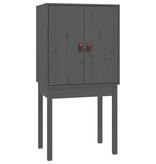 VidaXL Hoge kast 60x40x120 cm massief grenenhout grijs