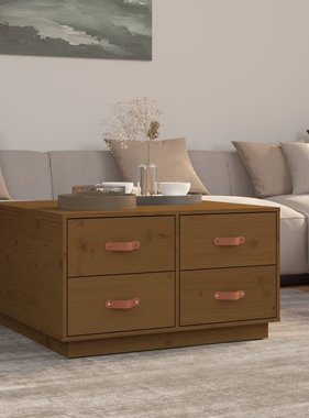 VidaXL Salontafel 80x80x45 cm massief grenenhout honingbruin