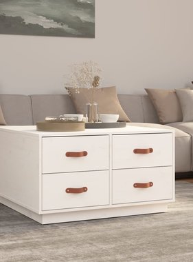 VidaXL Salontafel 80x80x45 cm massief grenenhout wit