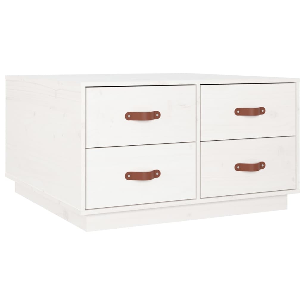 VidaXL Salontafel 80x80x45 cm massief grenenhout wit