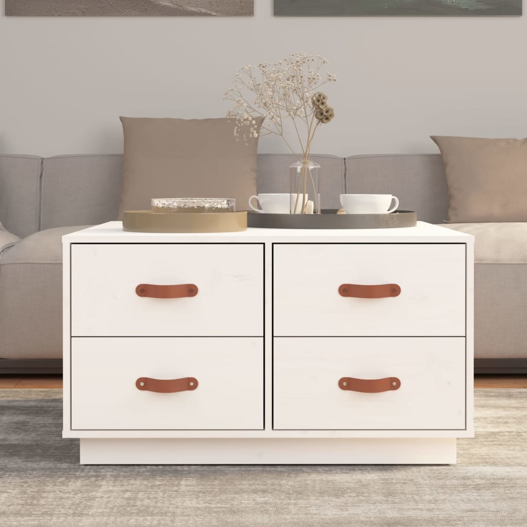 VidaXL Salontafel 80x80x45 cm massief grenenhout wit