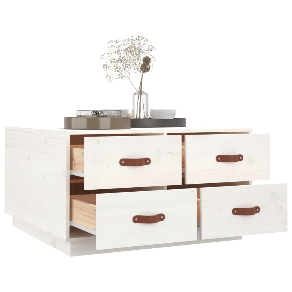 VidaXL Salontafel 80x80x45 cm massief grenenhout wit