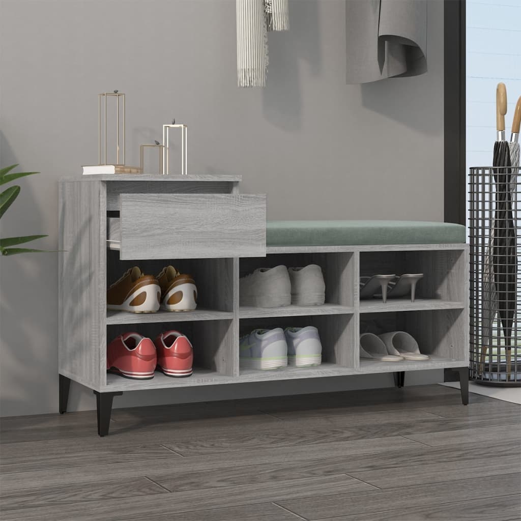 VidaXL Schoenenkast 102x36x60 cm bewerkt hout sonoma grijs
