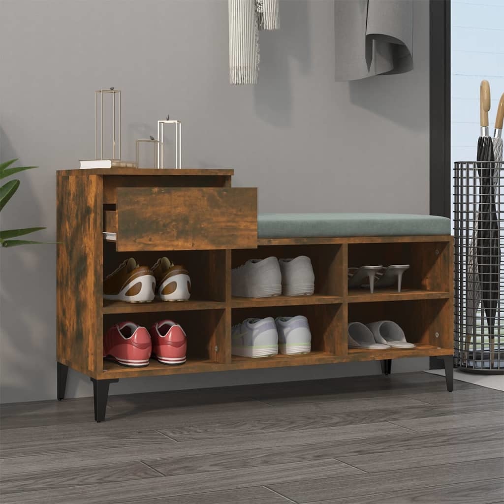 VidaXL Schoenenkast 102x36x60 cm bewerkt hout gerookt eikenkleurig