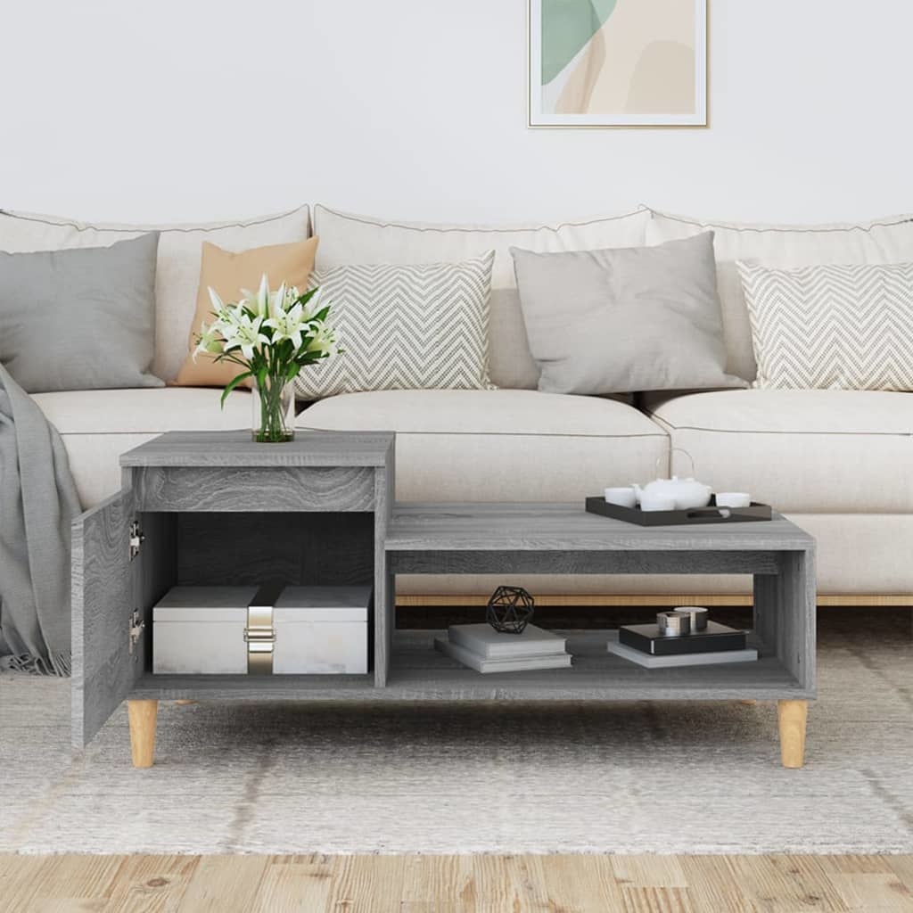 VidaXL Salontafel 100x50x45 cm bewerkt hout grijs sonoma