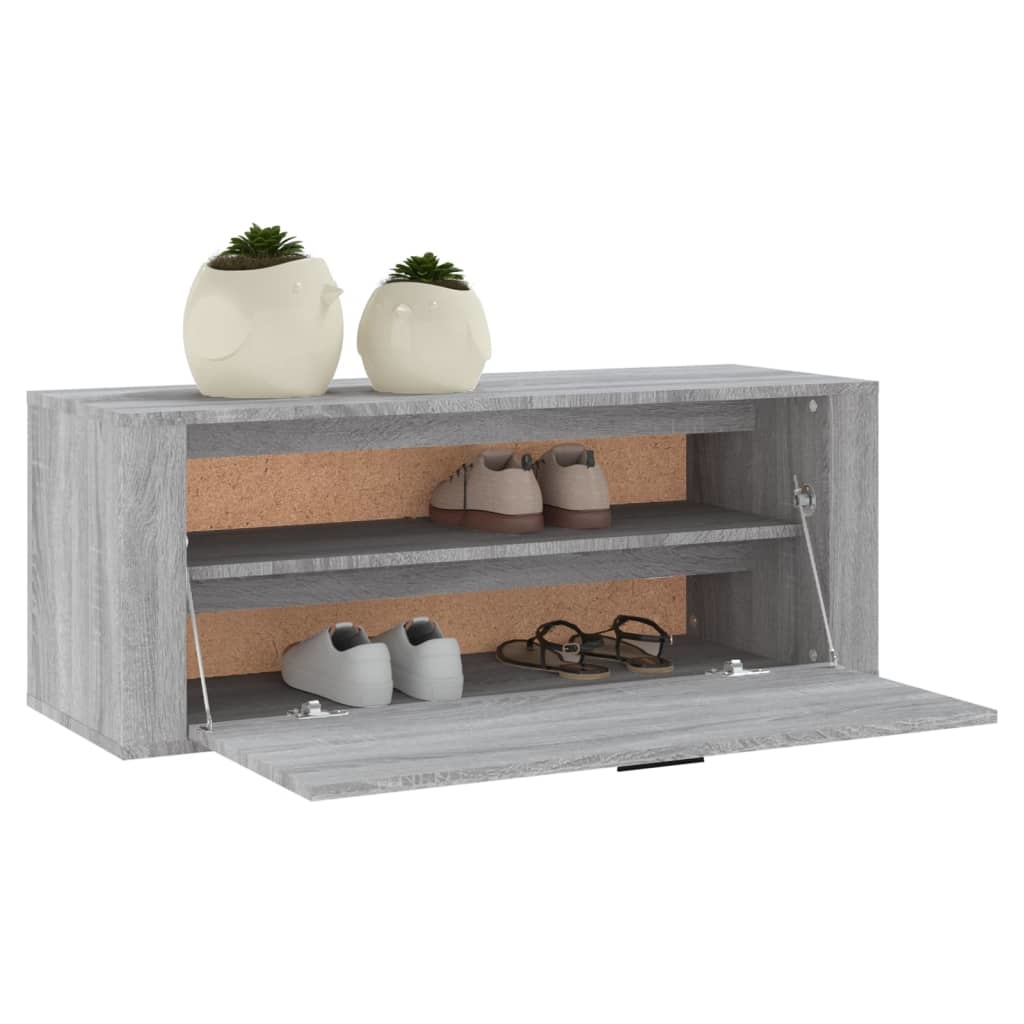 VidaXL Wandschoenenkast 100x35x38 cm bewerkt hout grijs sonoma