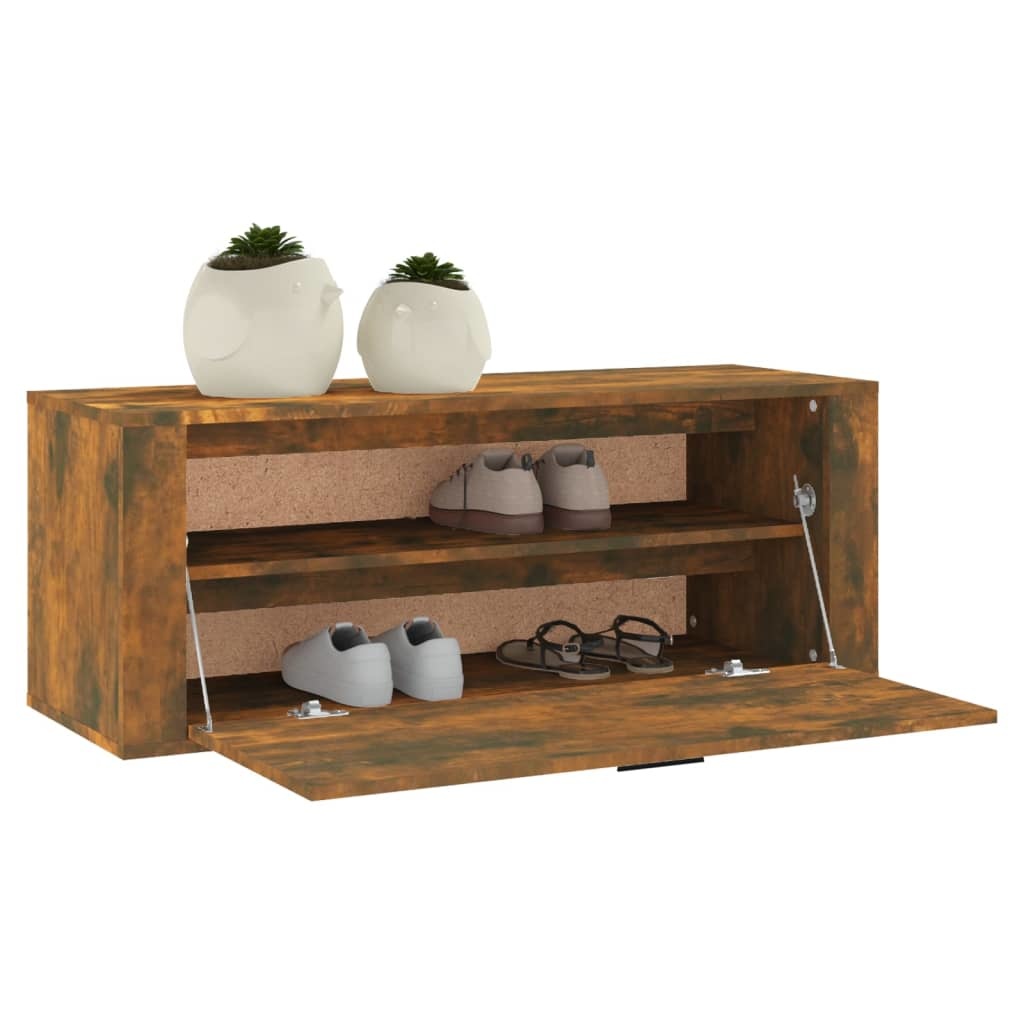 VidaXL Schoenenkast wandgemonteerd 100x35x38 cm bewerkt hout eiken