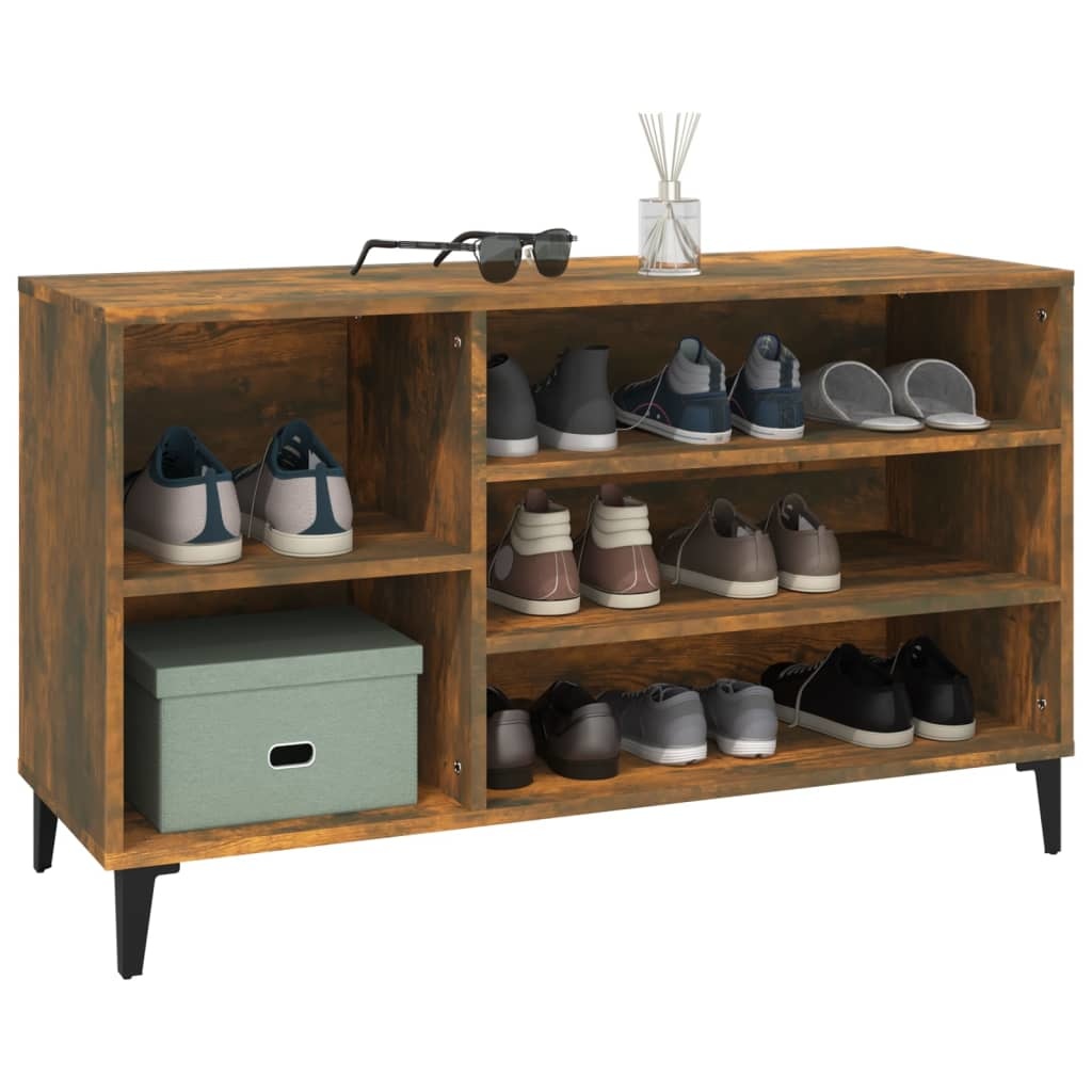 VidaXL Schoenenkast 102x36x60 cm bewerkt hout gerookt eikenkleurig
