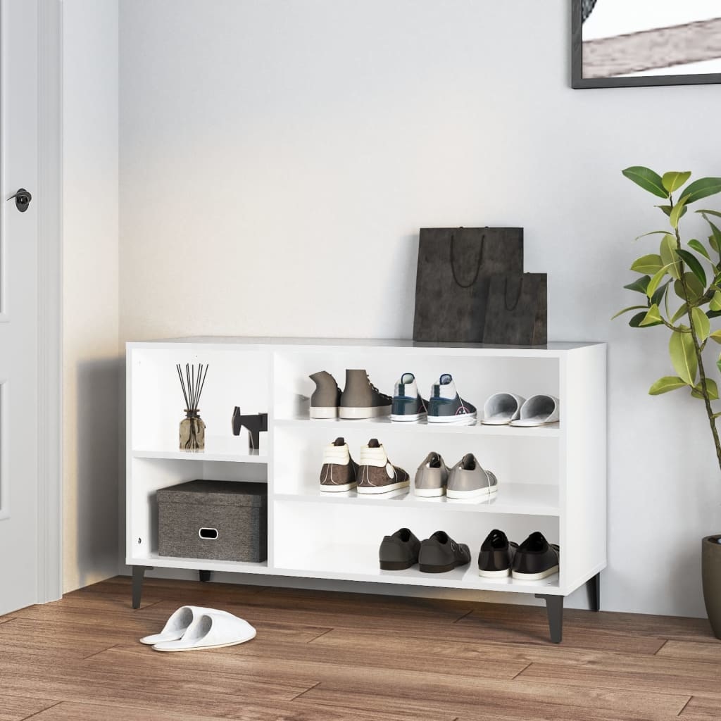 VidaXL Schoenenkast 102x36x60 cm bewerkt hout hoogglans wit