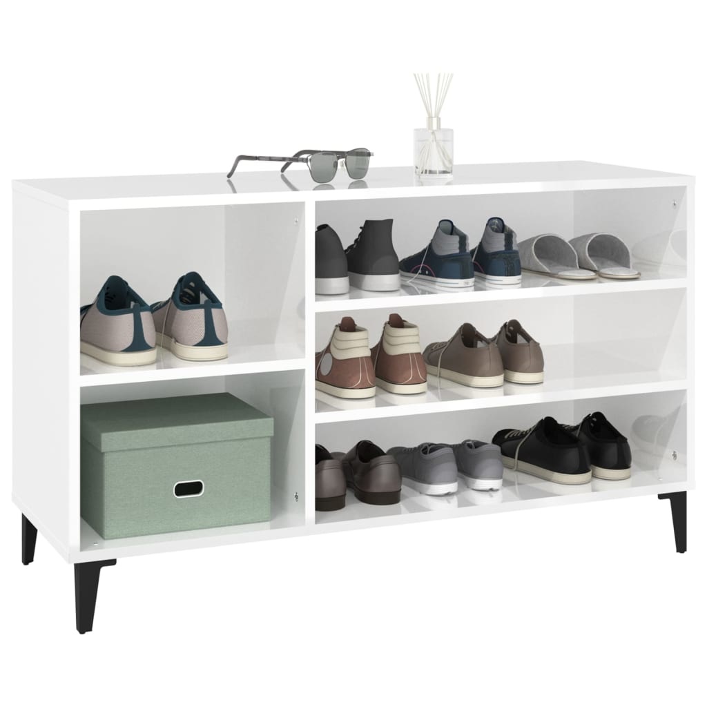 VidaXL Schoenenkast 102x36x60 cm bewerkt hout hoogglans wit