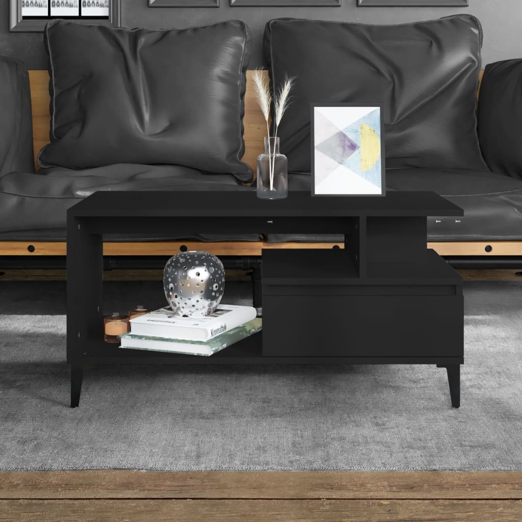 VidaXL Salontafel 90x49x45 cm bewerkt hout zwart