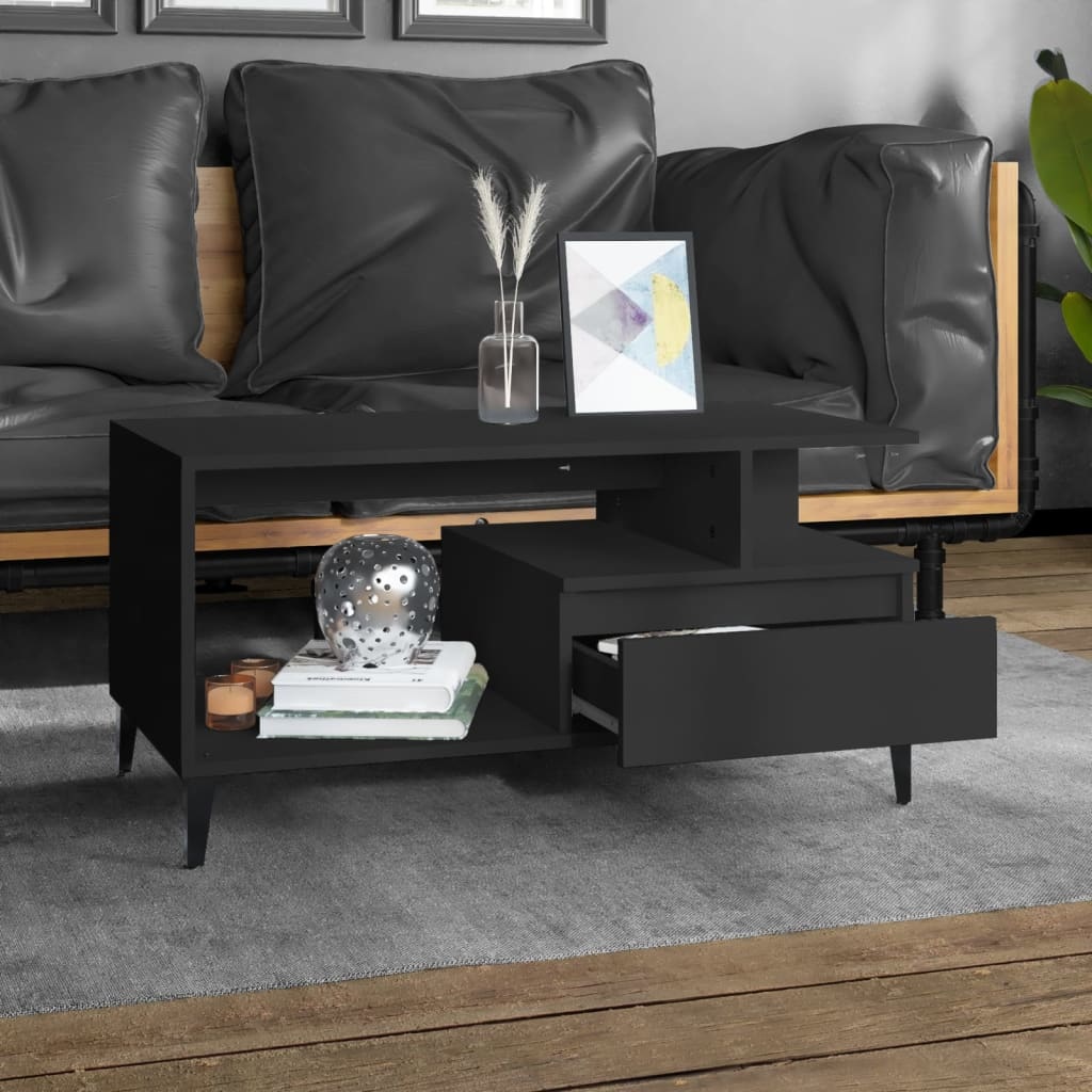 VidaXL Salontafel 90x49x45 cm bewerkt hout zwart