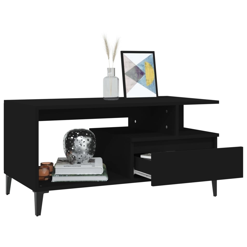 VidaXL Salontafel 90x49x45 cm bewerkt hout zwart