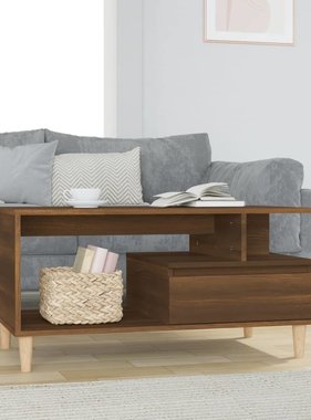 VidaXL Salontafel 90x49x45 cm bewerkt hout bruineiken