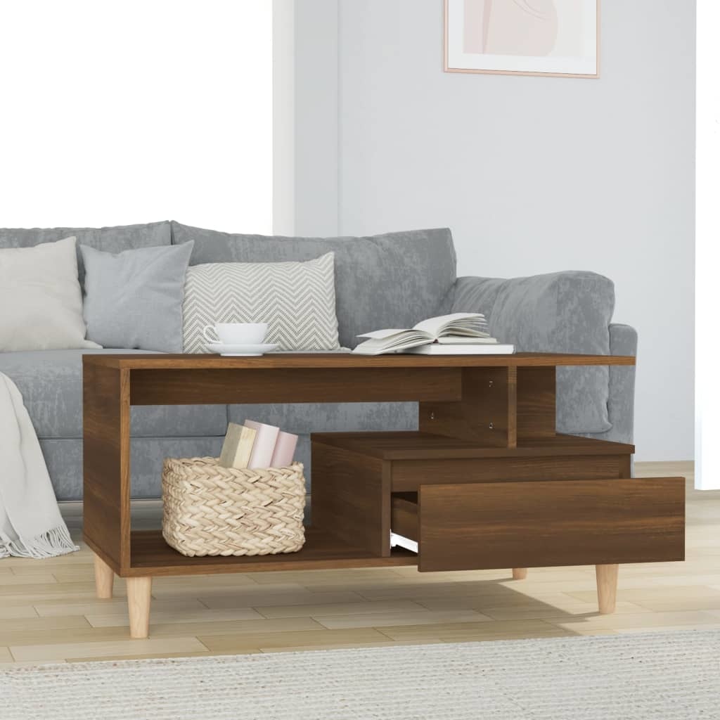 VidaXL Salontafel 90x49x45 cm bewerkt hout bruineiken