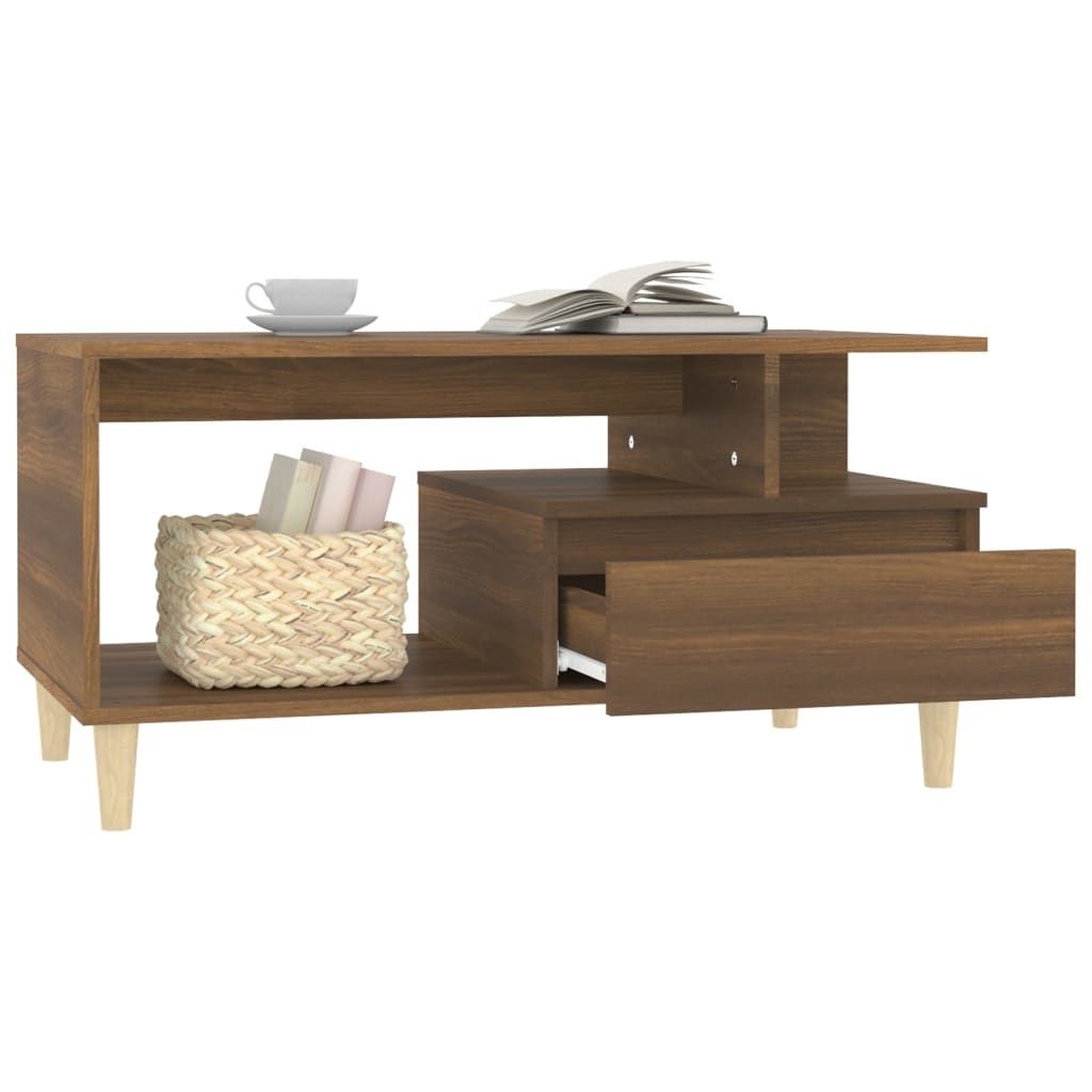 VidaXL Salontafel 90x49x45 cm bewerkt hout bruineiken