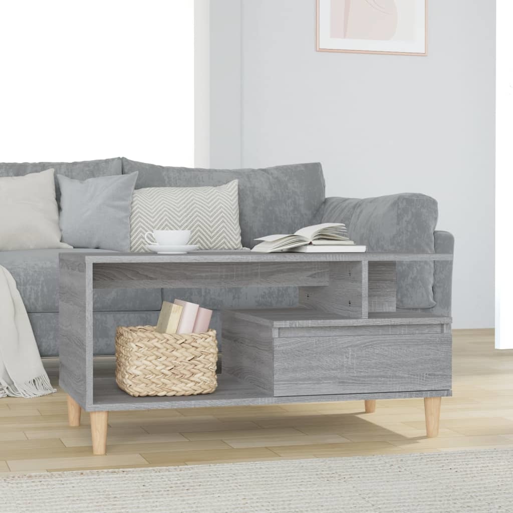 VidaXL Salontafel 90x49x45 cm bewerkt hout grijs sonoma