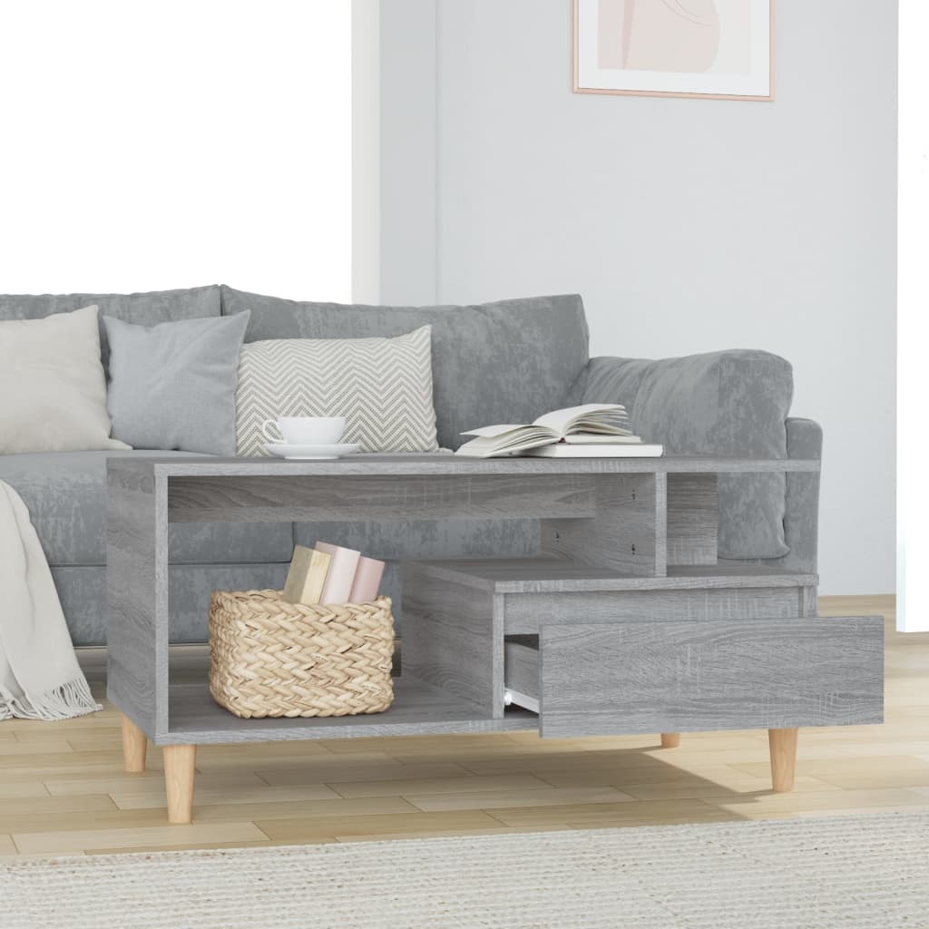 VidaXL Salontafel 90x49x45 cm bewerkt hout grijs sonoma