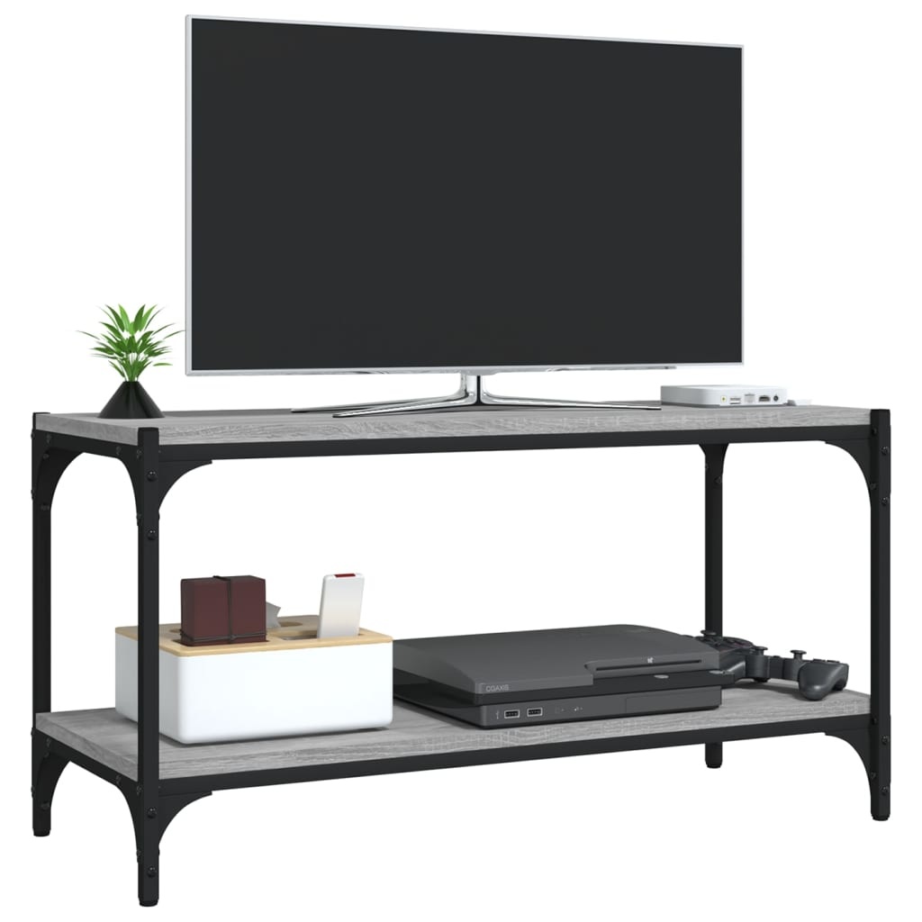 vidaXL Tv-meubel 80x33x41 cm bewerkt hout en staal grijs sonoma eiken