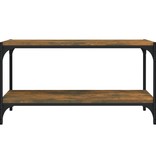 vidaXL Tv-meubel 80x33x41 cm bewerkt hout en staal gerookt eikenkleur