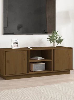 VidaXL Tv-meubel 110x35x40,5 cm massief grenenhout honingbruin