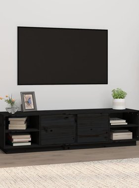 VidaXL Tv-meubel 156x40x40 cm massief grenenhout zwart