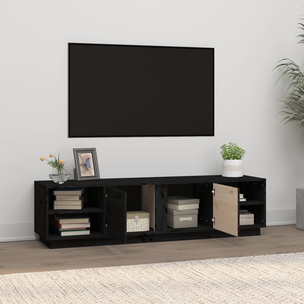VidaXL Tv-meubel 156x40x40 cm massief grenenhout zwart