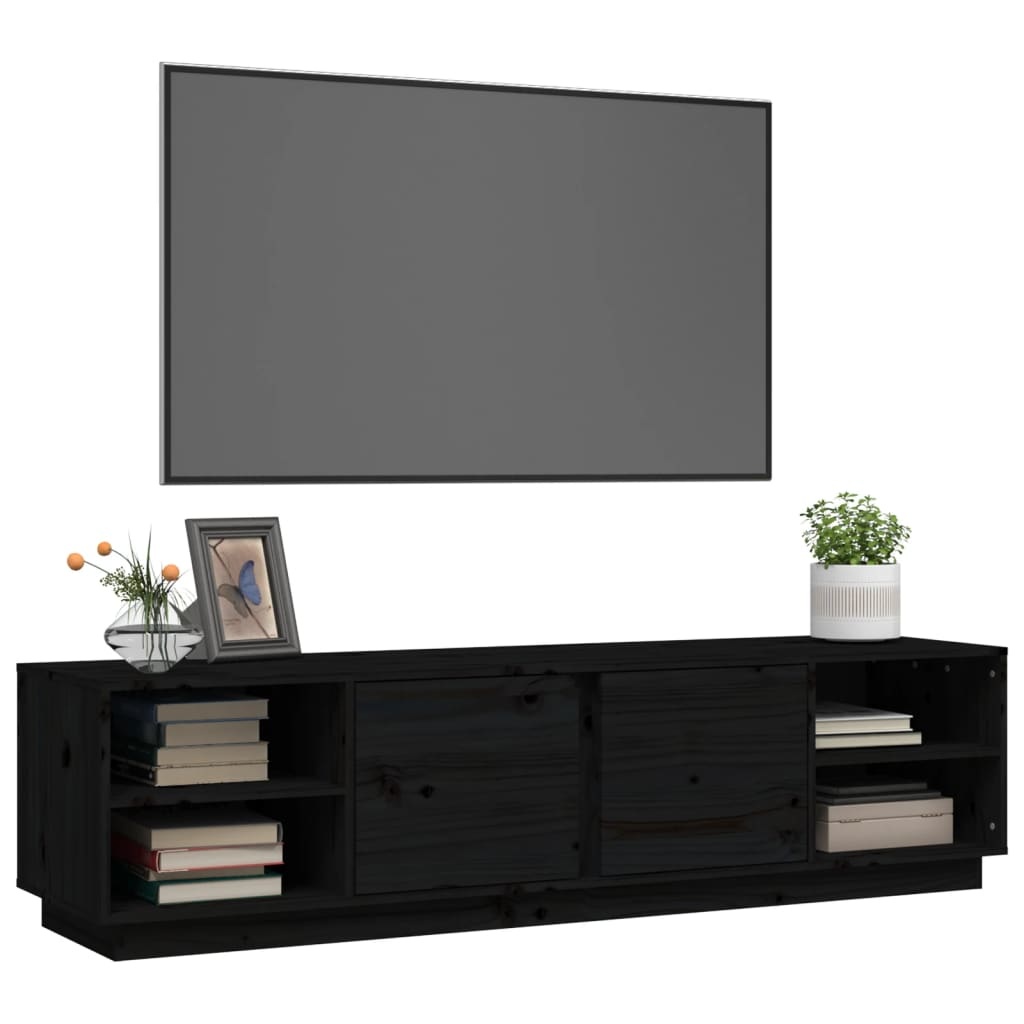 VidaXL Tv-meubel 156x40x40 cm massief grenenhout zwart
