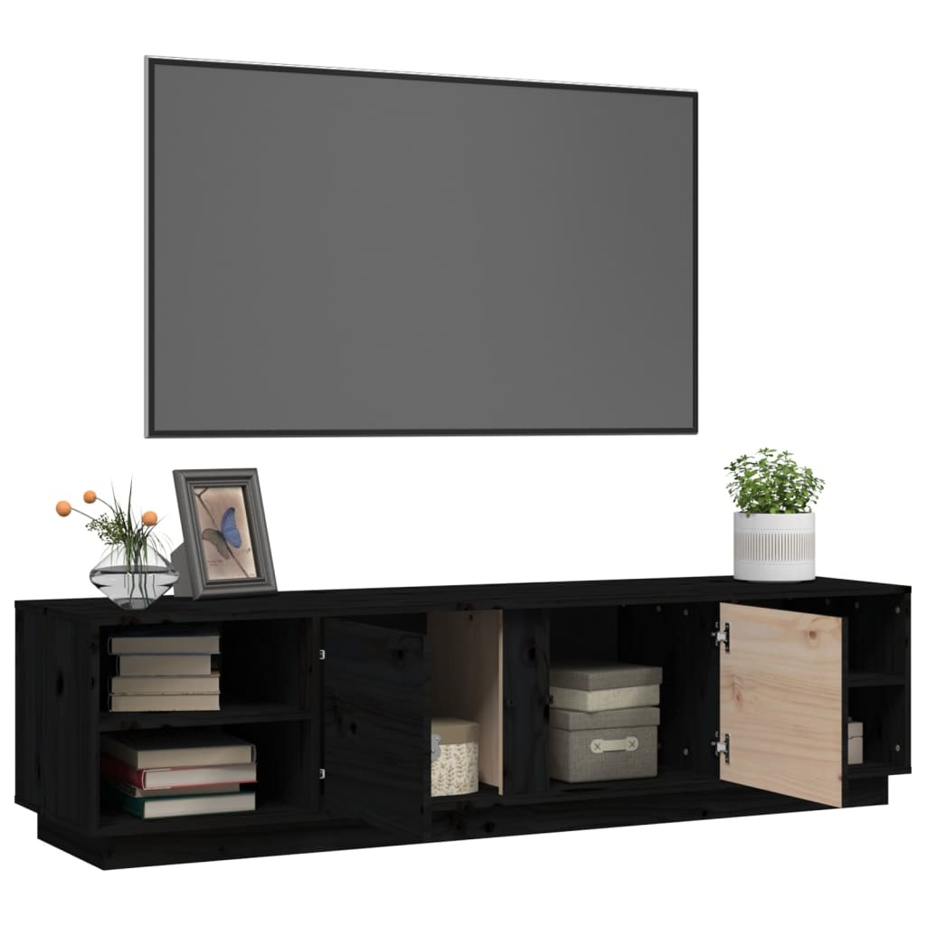 VidaXL Tv-meubel 156x40x40 cm massief grenenhout zwart