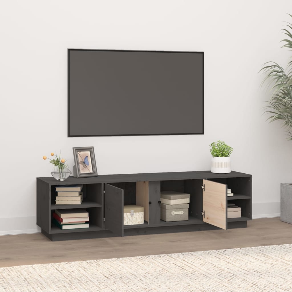 VidaXL Tv-meubel 156x40x40 cm massief grenenhout grijs