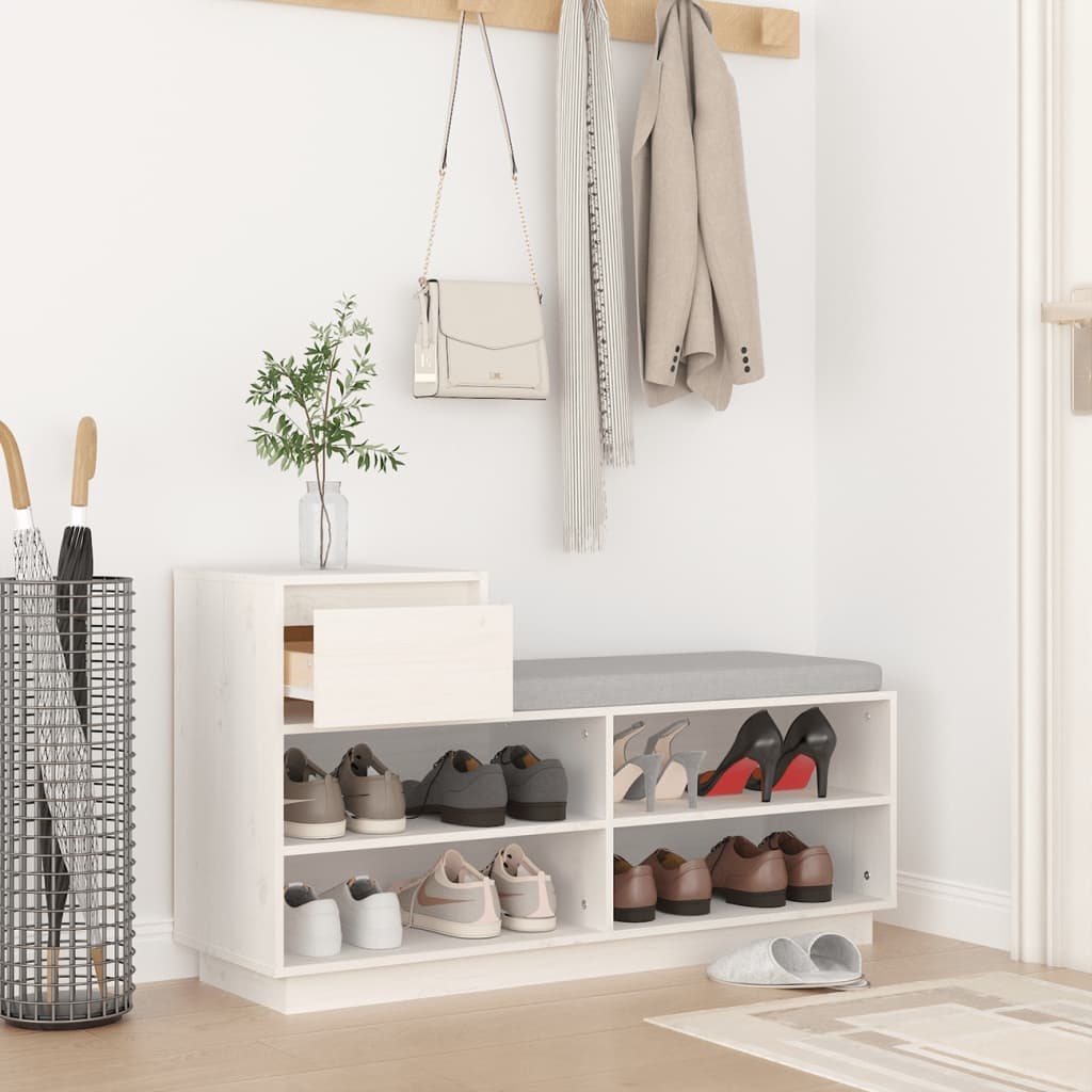 VidaXL Schoenenkast 110x34x61 cm massief grenenhout wit