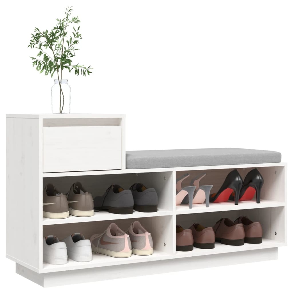 VidaXL Schoenenkast 110x34x61 cm massief grenenhout wit