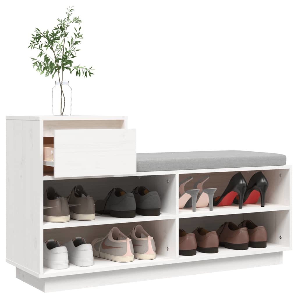 VidaXL Schoenenkast 110x34x61 cm massief grenenhout wit