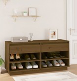 VidaXL Schoenenkast 110x34x52 cm massief grenenhout honingbruin