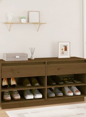 VidaXL Schoenenkast 110x34x52 cm massief grenenhout honingbruin