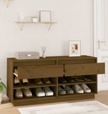 VidaXL Schoenenkast 110x34x52 cm massief grenenhout honingbruin