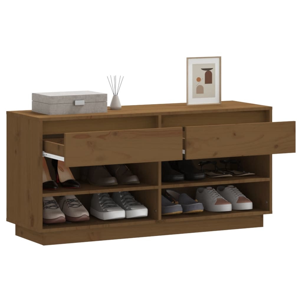 VidaXL Schoenenkast 110x34x52 cm massief grenenhout honingbruin