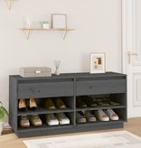 vidaXL Schoenenkast 110x34x52 cm massief grenenhout grijs