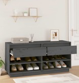 vidaXL Schoenenkast 110x34x52 cm massief grenenhout grijs