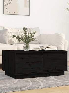 VidaXL Salontafel 80x50x35 cm massief grenenhout zwart