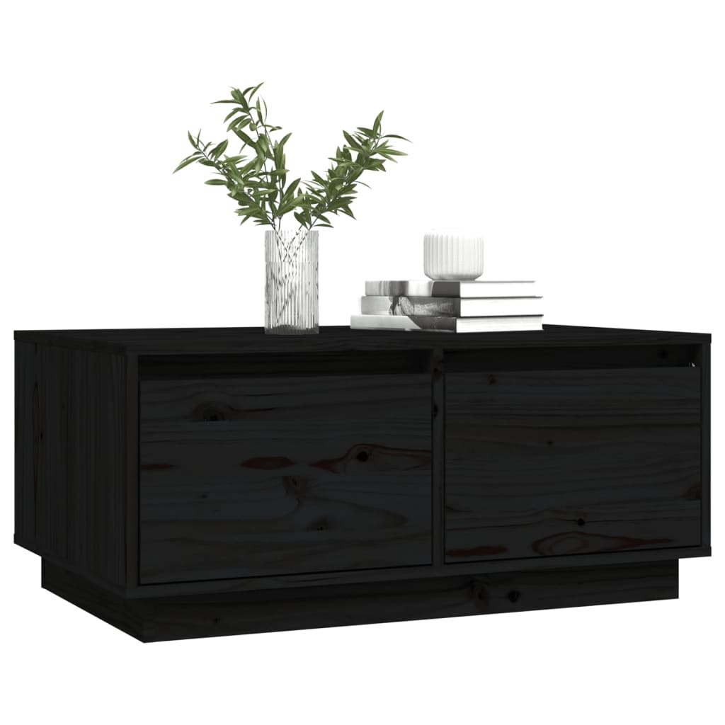 VidaXL Salontafel 80x50x35 cm massief grenenhout zwart