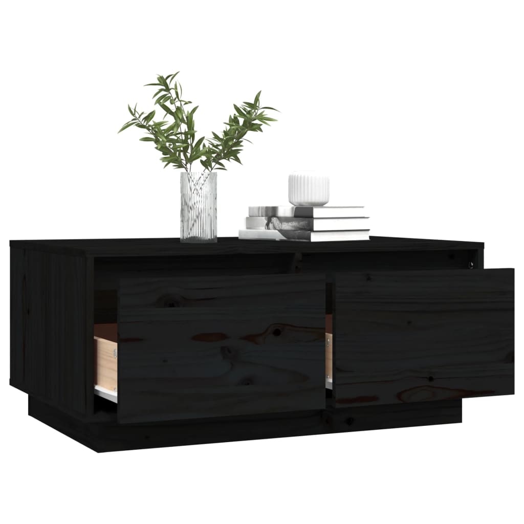 VidaXL Salontafel 80x50x35 cm massief grenenhout zwart