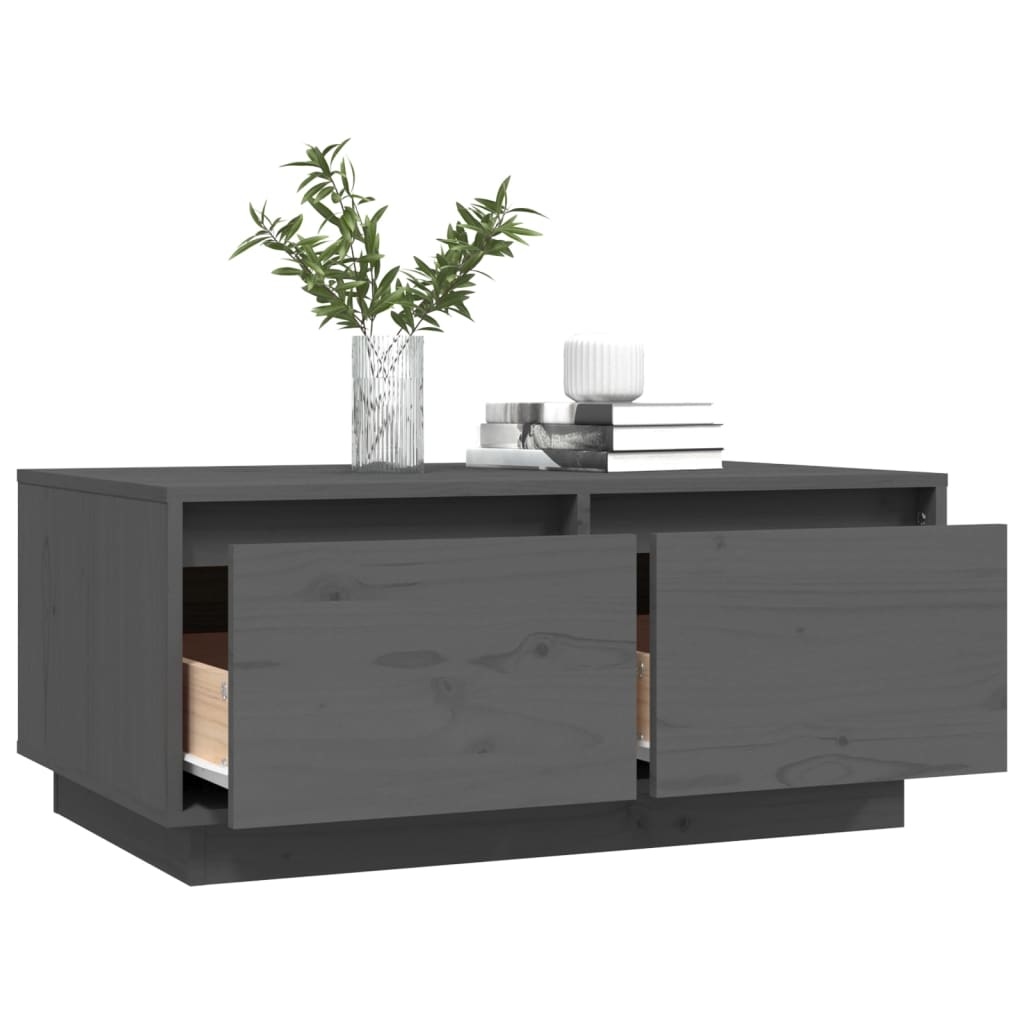 VidaXL Salontafel 80x50x35 cm massief grenenhout grijs