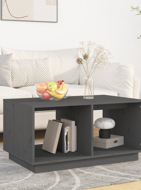 VidaXL Salontafel 80x50x40 cm massief grenenhout grijs