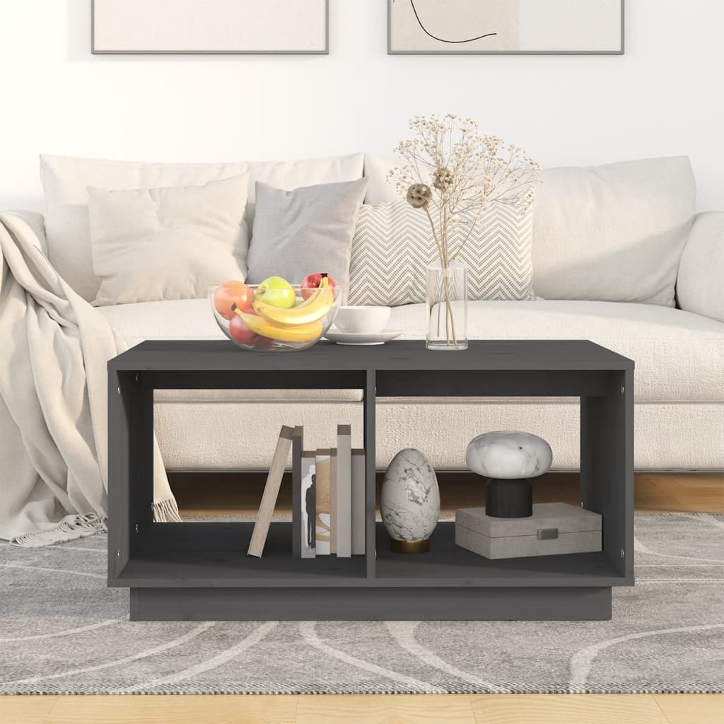 VidaXL Salontafel 80x50x40 cm massief grenenhout grijs