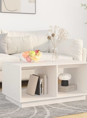 VidaXL Salontafel 80x50x40 cm massief grenenhout wit
