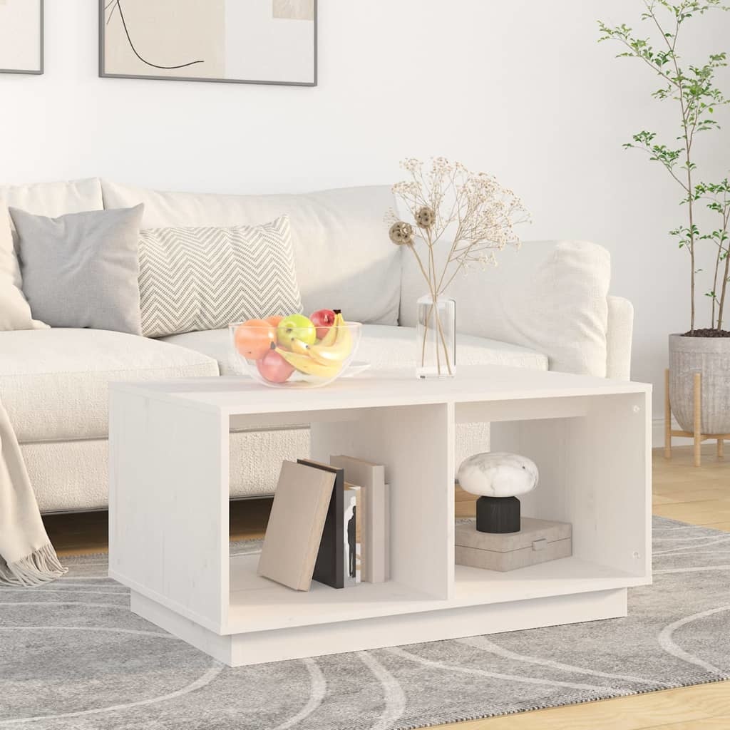 VidaXL Salontafel 80x50x40 cm massief grenenhout wit