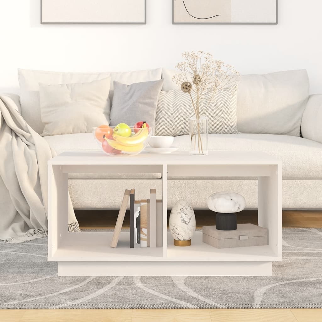 VidaXL Salontafel 80x50x40 cm massief grenenhout wit