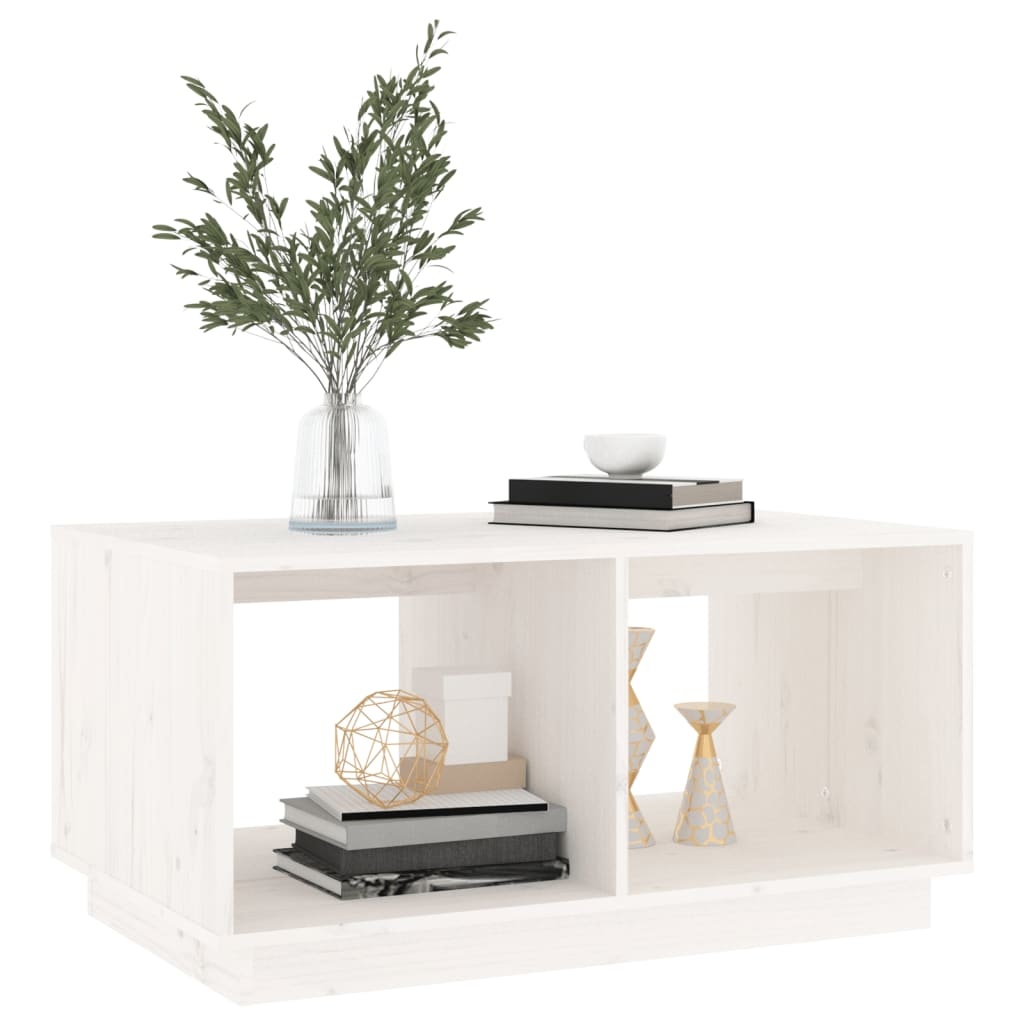 VidaXL Salontafel 80x50x40 cm massief grenenhout wit